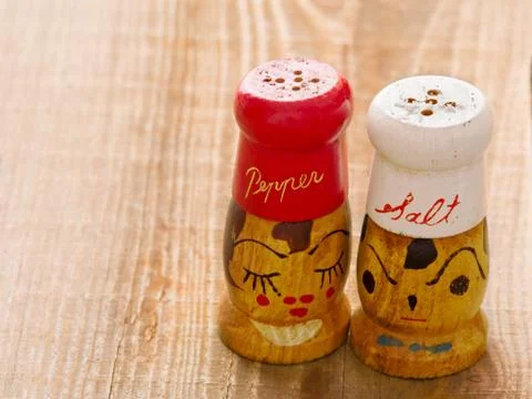 Rustic salt and pepper shaker Stock Photos