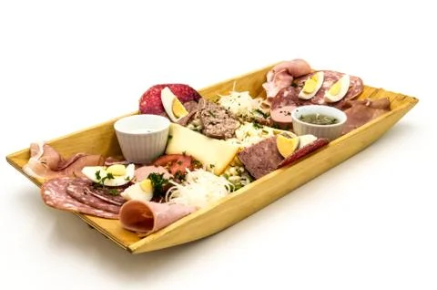 Rustic sausage platter Stock Photos