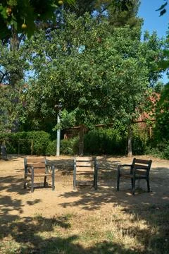 Rustic seating in natural setting Stock Photos