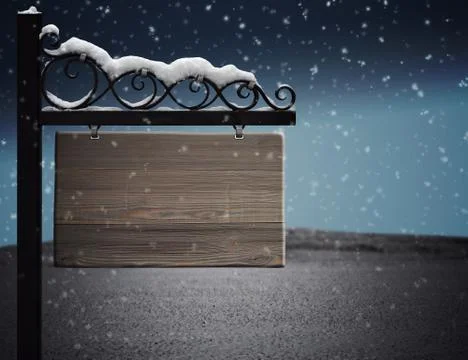 Rustic shield wrought blacksmith snow weathered night Stock Photos