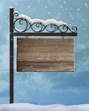 Rustic shield wrought blacksmith snow weathered vintage Stock Photos