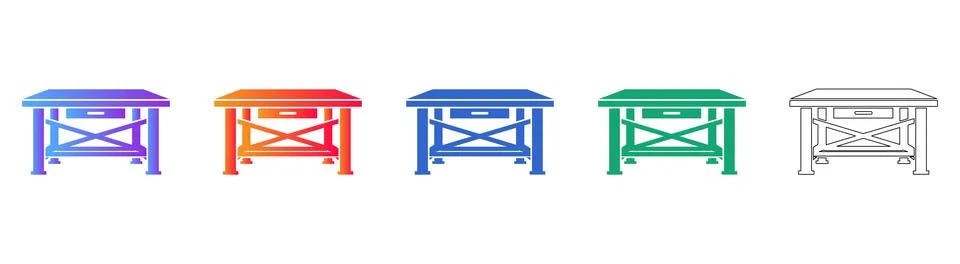 Rustic Side Table Icons with Drawers Vector 스톡 일러스트