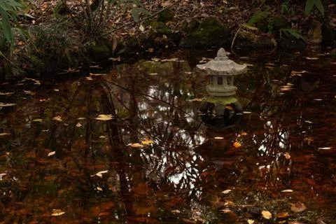 Rustic small Decorative pond temple Stock Photos