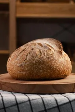 Rustic sourdough bread close up 库存照片