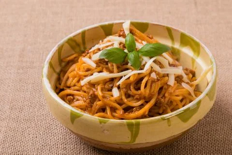 Rustic spaghetti bolognese Stock Photos