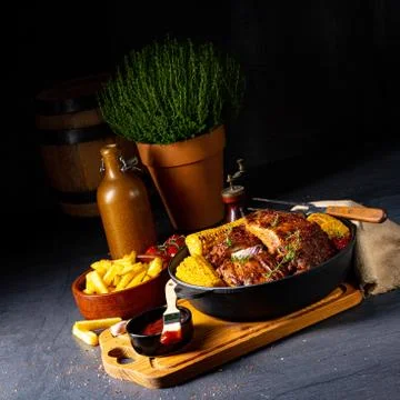 Rustic spare ribs from the oven Stock Photos