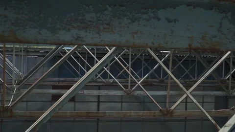 Rustic Steel Framework of Industrial Building Interior Stock Footage 336935910