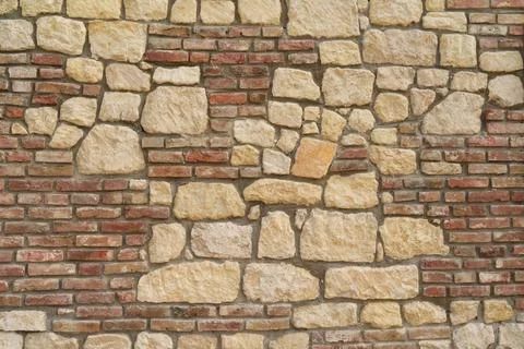 Rustic stone and old brick wall texture background. 스톡 사진