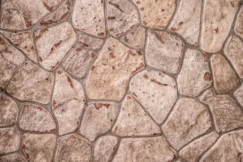 Rustic Stone Pavement Texture, Weathered Irregular Rock Background 스톡 사진