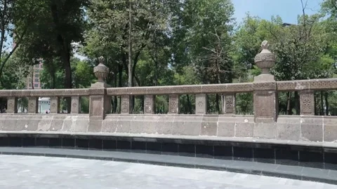 Rustic stone public park bench 動画素材 235354945