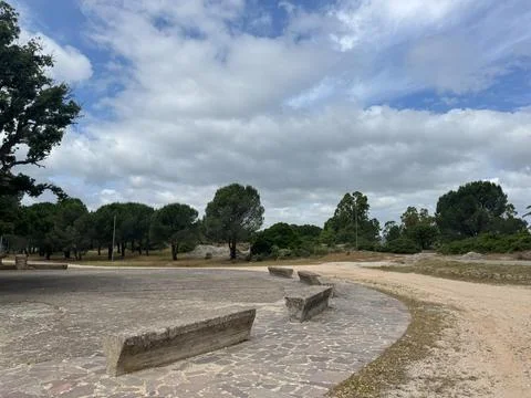 Rustic Stone Table in Sardinian Countryside.. Stock Photos