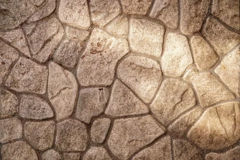 Rustic Stone Wall Texture and Natural Cobblestone Pavement Background for A.. Stock Photos