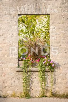 Rustic stone window Stock Photos