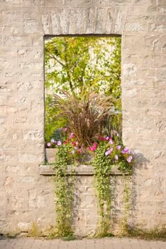 Rustic stone window 스톡 사진