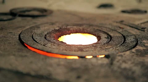 Rustic stove and the fire Stock Footage 50491033