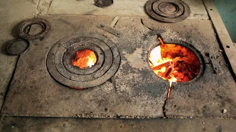 Rustic stove top view Stock Footage 50395033