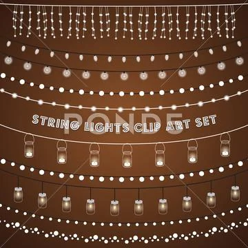Rustic String Lights Set Stock Illustration