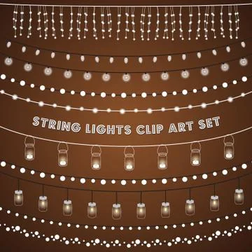 Rustic String Lights Set Illustrazione stock
