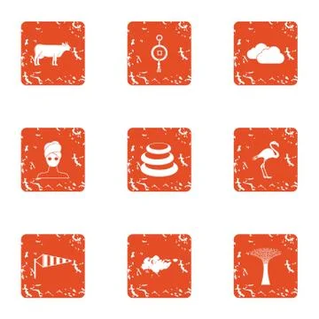 Rustic style icons set, grunge style Stock Illustration
