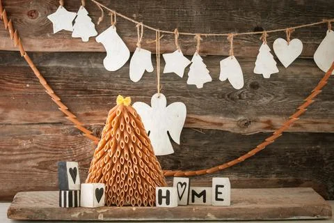 Rustic styled new year tree Stock Photos