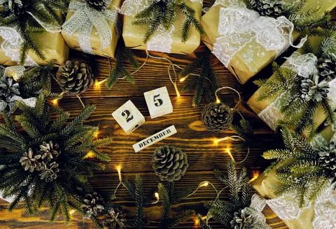 Rustic styled new year , vintage style wooden texture background. Happy New Y Foto stock