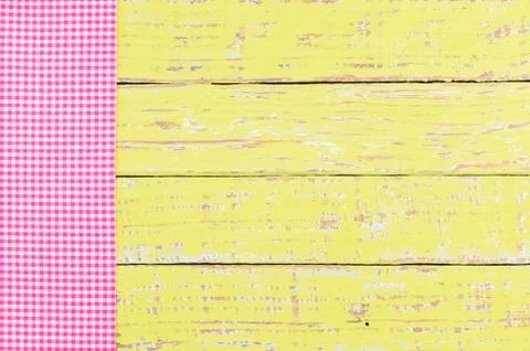 Rustic table background with pink fabric napkin Stock Photos