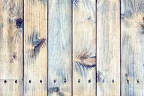 Rustic table built with aged wooden planks Stock Photos
