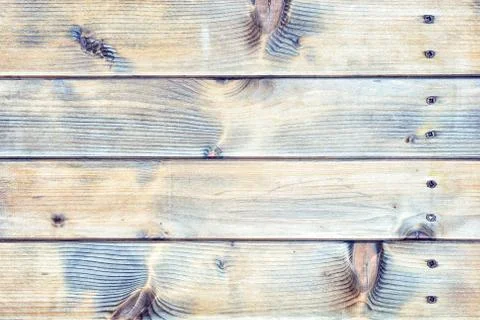 Rustic table built with aged wooden planks Stock Photos