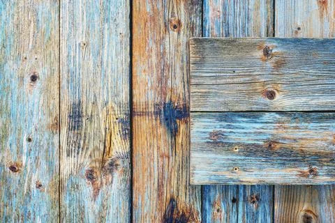 Rustic table built with aged wooden planks. Abstract background. Foto stock