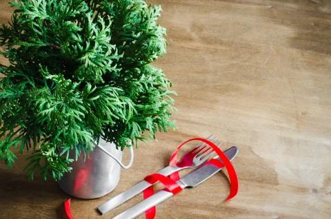 Rustic Table Setting for Christmas. 스톡 사진