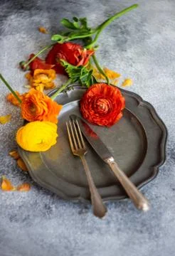 Rustic table setting Stock-Fotos