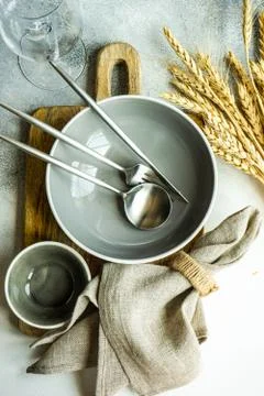 Rustic table setting with wheat ears Stock-Fotos
