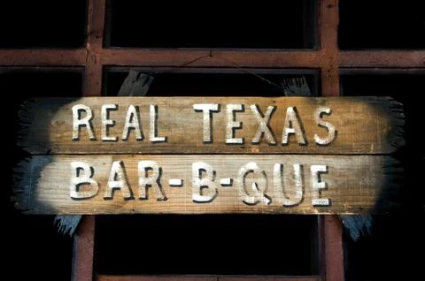 A rustic texas barbeque sign Stock Photos