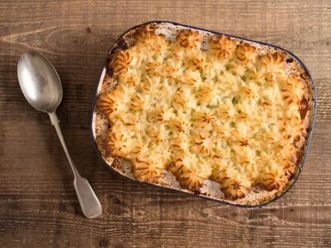 Rustic traditional british shepard pie Stock Photos