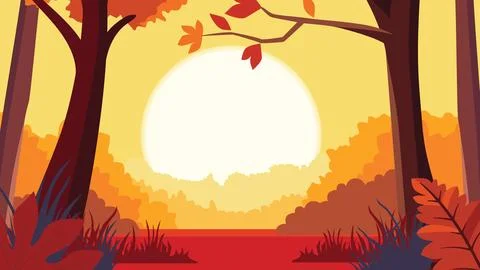 Rustic Trail in Forest Surrounded by Fall Colors Stock Illustration