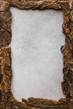 Rustic Tree Bark Frame with Textured Center for Nature-Themed Designs Stock Photos