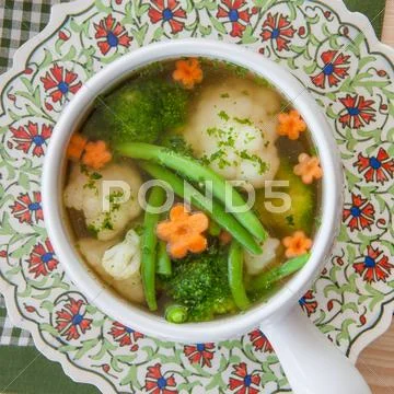 Rustic vegetable soup Stock Photos
