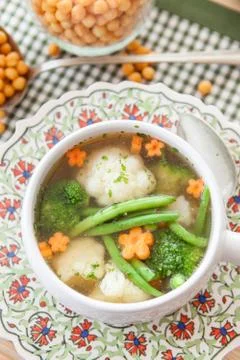 Rustic vegetable soup Stock Photos
