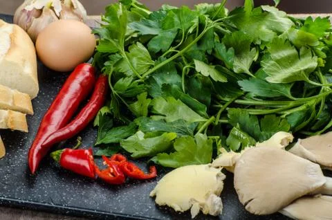 Rustic vegetarian omelette Stock Photos