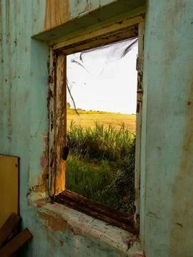 Rustic view from the country window Stock Photos