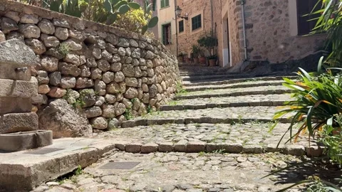 A rustic village with a stone road Stock Footage 339025456