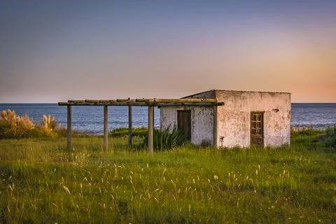 Rustic Waterfront House 스톡 사진