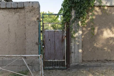 Rustic Weathered Gate with Ivy Stock Photos