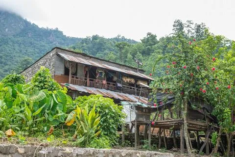 Rustic weathered house prior to flooding Fotos de archivo