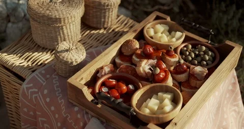 Rustic wedding  picnic for Bride and groom outdoor Stock Footage 121152667