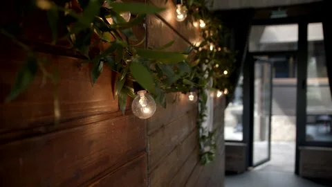 Rustic wedding presidium in restaurant. Stock Footage 166706239