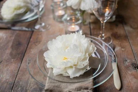 Rustic wedding table Stock Photos