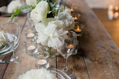 Rustic wedding table Stock Photos