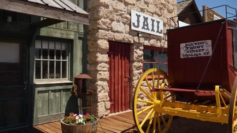 Rustic Western Frontier Street Jail Entrance, Ogallala, Nebraska Stock Footage 342887018
