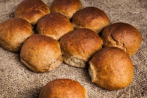 Rustic Wheat-Rye Buns Stock Photos